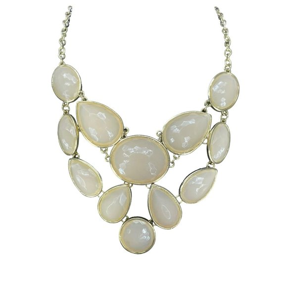 Vintage Peach‎ & Gold Toned Teardrop Statement Necklace - Picture 1 of 7